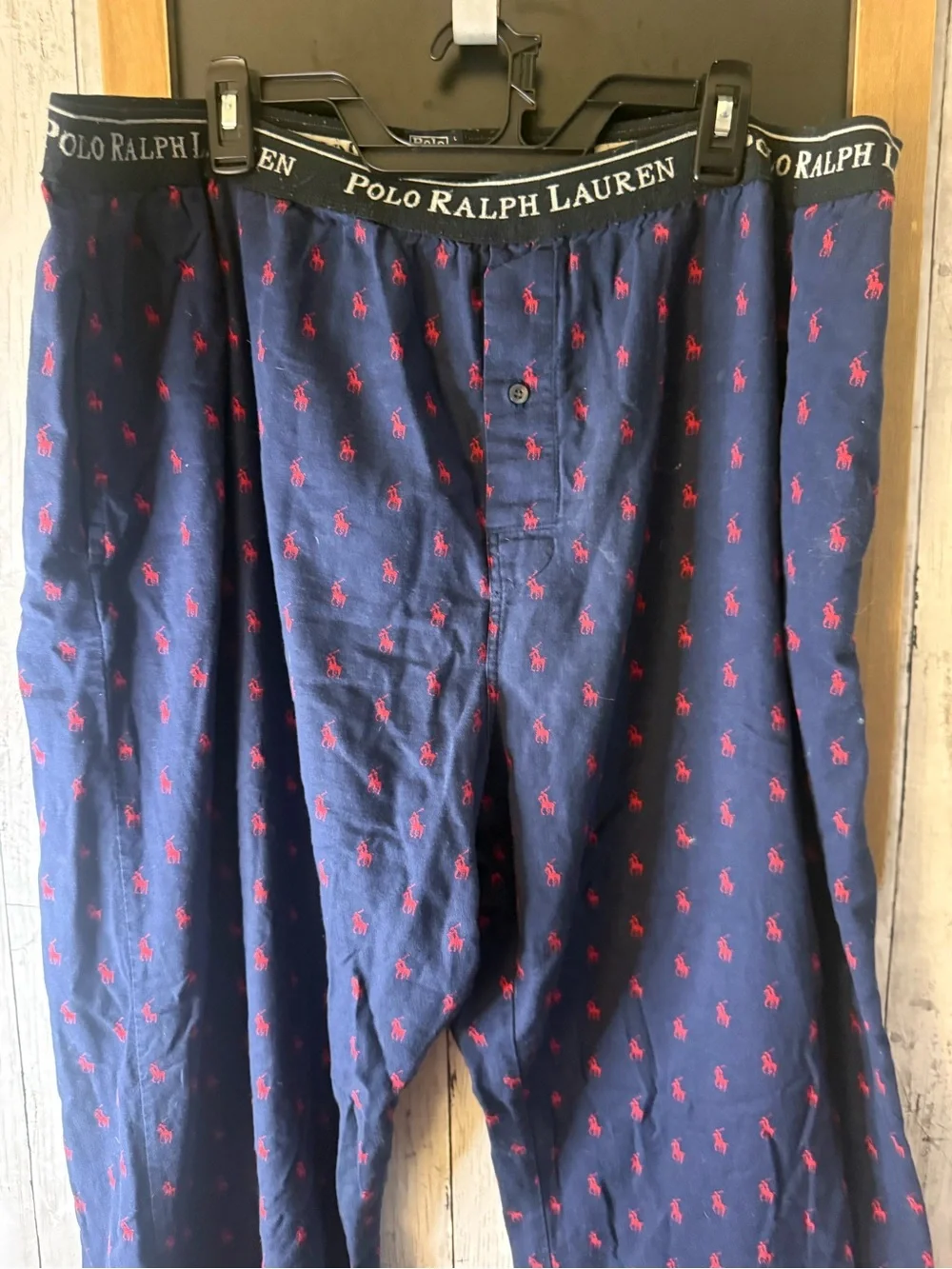 Polo Ralph Lauren Mens Pajama Pants Navy Blue Red Pony Logo Cotton Large L